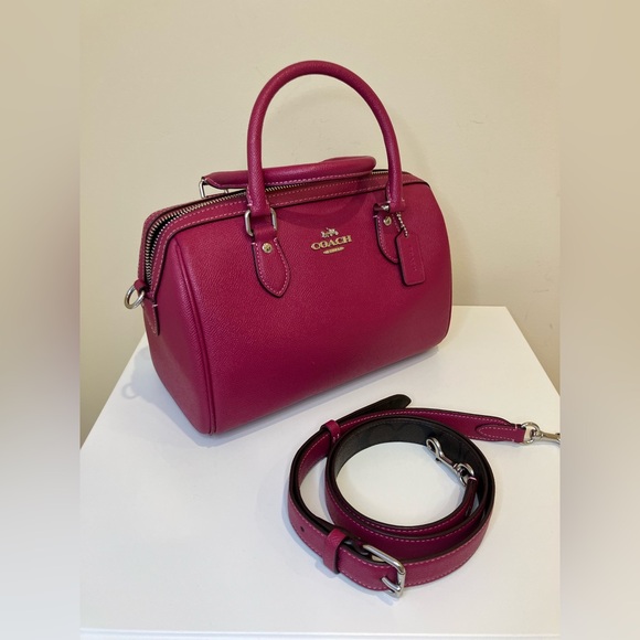 Coach Rowan Satchel Bag With Signature Canvas Strap Pink